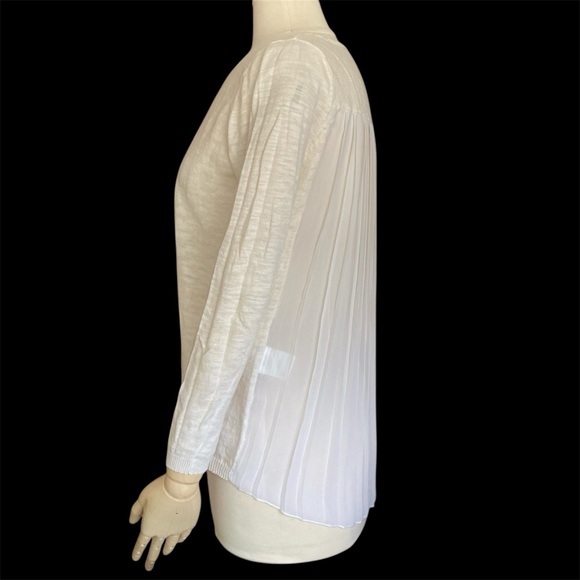 SANDRO | Hybrid Style Cream/WT Crew Neck Long Sleeve Pleated Back Sweater Sz 1/S - Picture 3 of 12